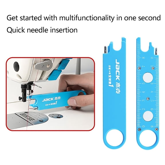 Quick Threading Device for Sewing Machine,3-in-1 Needle Threader Tool with High-Definition Magnifying Lens,Built-in Magnet and Scale Ruler,Seam Ripper Included, Sewing Supplies for Hand and Machine