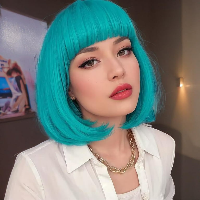 Teal colored wigs cheap