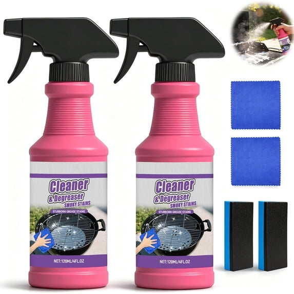 Quick-acting heavy-duty grill degreasing spray, heavy-duty grill degreaser, all-purpose heavy-duty cleaner for burned-on food and grease (2)