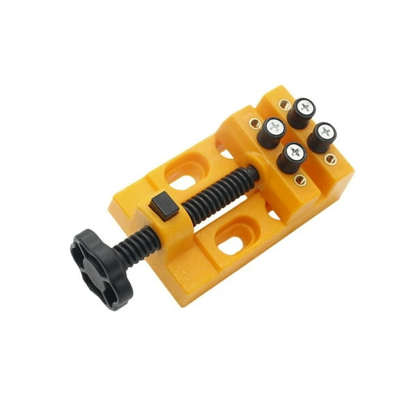 Quick-adjustment 8-hole bench vise (orange/black), Clamp Flat Table Vice Adjustable Drill Vice for DIY Jewelry Walnut Drilling Carving Watch Repair Tool
