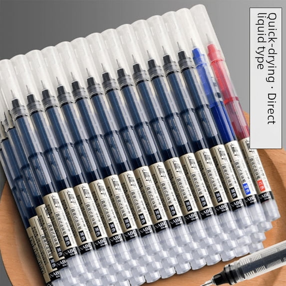 Quick-drying straight-liquid ballpoint pen boxed 0.5mm black gel pen student exam needle tube pen carbon pen