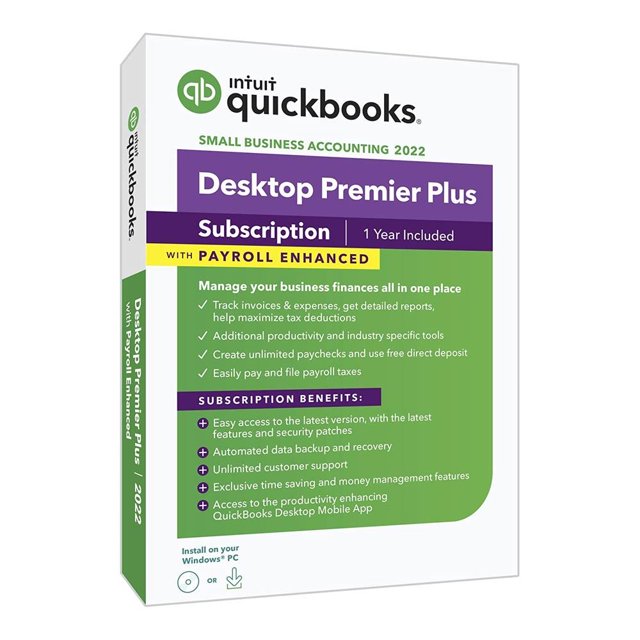 QuickBooks Desktop Premier Plus with Enhanced Payroll 2022 for 1 User
