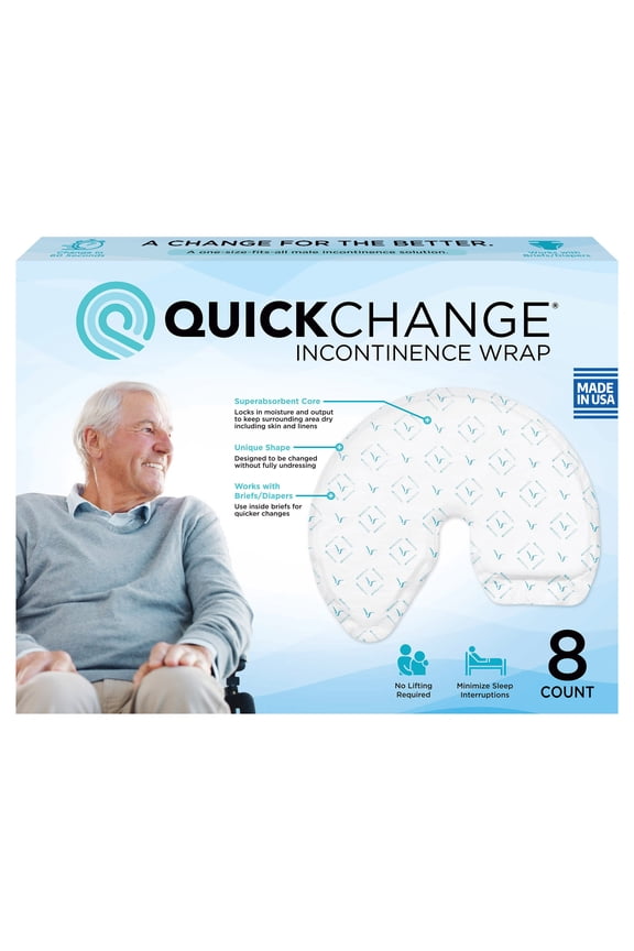 Male Maximum Absorbency Incontinence Wrap, One-Size, 8 Count