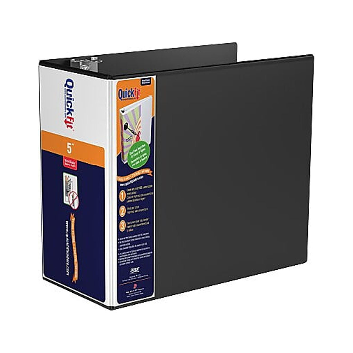 QuickFit 5" 3 Ring View Binder with D-Rings Black (87071) 8707-01
