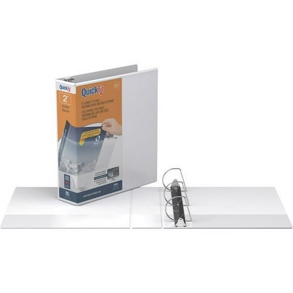 QuickFit D-Ring View Binders - 2" Binder Capacity - Letter - 8 1/2" x 11" Sheet Size - 475 Sheet Capacity - D-Ring Fastener(s) - 2 Internal Pocket(s) - Vinyl - White - Recycle | Bundle of 5 Each