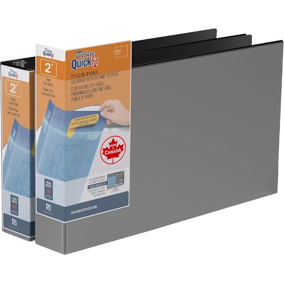 QuickFit Heavy Duty 11 x 17 Inch Spreadsheet View Binder, D Ring, , 2 Pack,