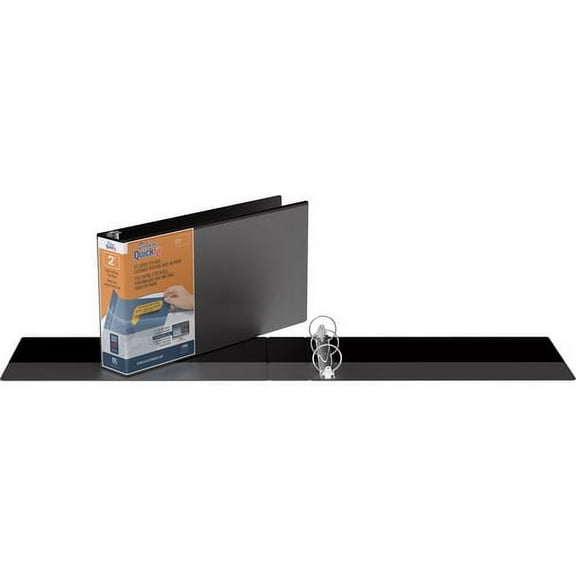 QuickFit Landscape Round Ring View Binder for Spreadsheets - 2" Binder Capacity - Legal - 8 1/2" x 14" Sheet Size - Round Ring Fastener(s) - 2 Internal Pocket(s) - Black - Recyc | Bundle of 10 Each