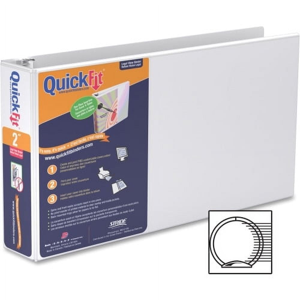 STRIDE QuickFit Round Ring Deluxe Letter Spreadsheet Binder 1" Binder Capacity - Letter - 8 1/2" x 11" Sheet Size - Round Ring Fastener(s) - 2 Internal Pocket(s) - Polypropylene - White - Recycled - Spine La