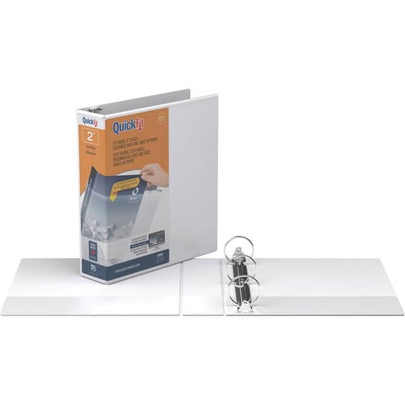 QuickFit Round Ring Unique Binder - 2" Binder Capacity - Letter - 8 1/2" x 11" Sheet Size - 400 Sheet Capacity - Round Ring Fastener(s) - 2 Internal Pocket(s) - Vinyl - White | Bundle of 2 Each