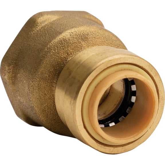 QuickFitting 1/2 Inch x 3/4 Inch FNPT Reducing Female Adapter, Push to Connect Brass Plumbing Fitting with Slip Clip Disconnect Tool, for Copper, PEX, PE-RT and CPVC, 5 Pack