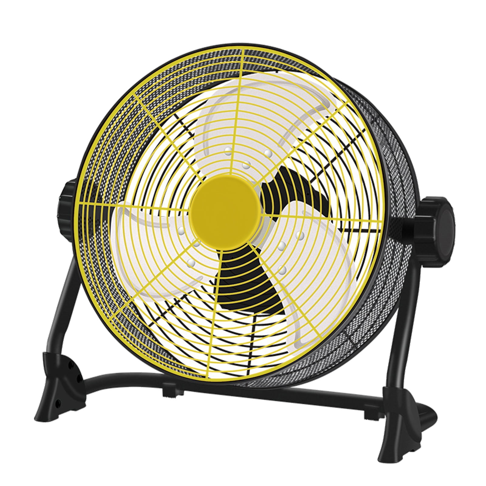 QuickGo 12-inch portable cordless metal blade High Speed Outdoor fan - industrial-style rechargeable floor fan for camping, travel, patio and indoors