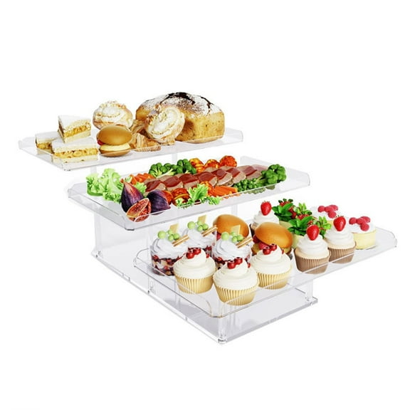 FOULEZRE 3 Tier Acrylic Serving Tray Buffet Dessert Cupcake Display Holder Riser Stand Rack Food Serving Platter Weddings Baby Shower Party Supplies