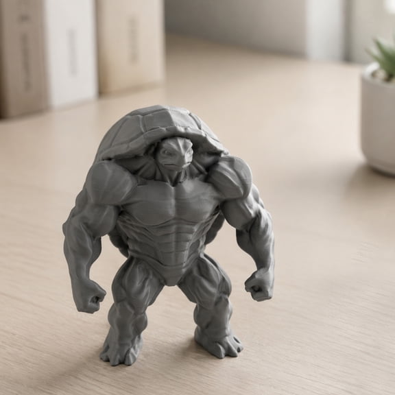 QuickGo 3D Printed Muscle Turtle Figurine, Muscular Turtle Statue, Funny Animal Desktop Ornament for Fitness Enthusiasts, Creative Standing Turtle Sculpture for Gym Office Desk Decor