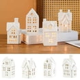 thumbnail image 1 of QuickGo Ceramic House Shape Candle Holder, White Hollow Tea Light Holder Ornament, Artistic Miniature House Figurine for Christmas Home Table Decor, 1 of 4