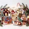 thumbnail image 1 of QuickGo Christmas Village House Decoration, Light Up Winter Snow Scene Mini House Figurine, Rustic Holiday Tabletop Ornament for Xmas Home Decor, 1 of 4