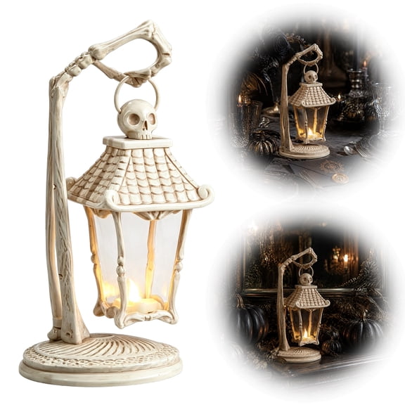 QuickGo LED Skeleton Hand Lantern, Gothic Skeleton Bone Table Lamp, USB Powered Spooky Decorative Light for Halloween Party, Home Mantel Decor