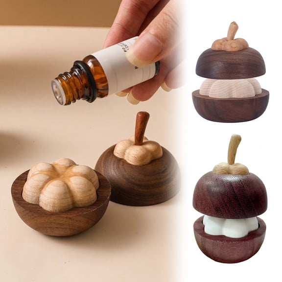QuickGo Mangosteen Passive Oil Diffuser, Wooden Essential Oil Diffuser, Creative Aromatherapy Diffusers, No-Electric for Car Desk Travel Rooms Home Office