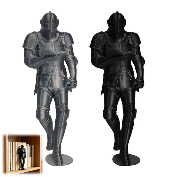 QuickGo Medieval Knight Bookshelf Decor, Armored Knight Statue, Unique Gothic Library Figurine for Book Lovers, Fantasy Home & Office Desktop Ornament, Ideal Reader Gift