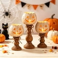 thumbnail image 1 of QuickGo Rustic White Pumpkin Tealight Candle Holder Set, Farmhouse Halloween Pumpkin Tea Light Candle Holders Decor, Fall Tables Centerpieces for Thanksgiving & Halloween Party, 1 of 4