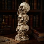 QuickGo Stacked Skull Heads Statue, Gothic Resin Skull Figurine, See Speak Hear No Evil Skulls Sculpture for Halloween Table Decoration