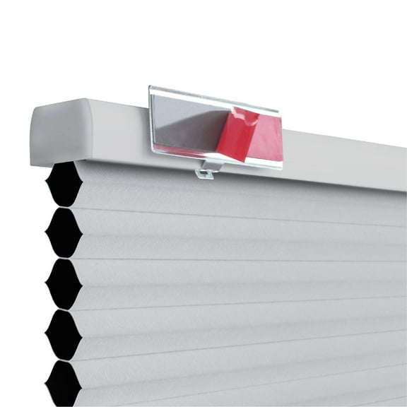 REGAL estate QuickInsta PeelMount No Drill No Tool Cordless 1.5" Blackout Cellular Shades, 31.5"W x 64"H, Light Gray