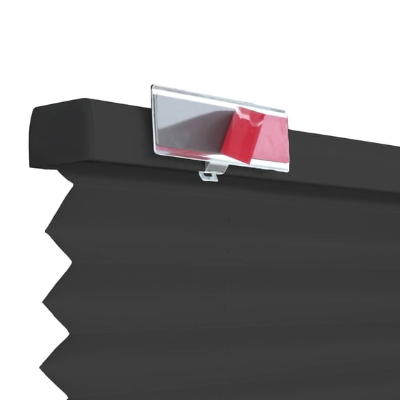 REGAL estate QuickInsta PeelMount No Drill No Tool Cordless 1" Light Filtering Pleated Shades, 21"W x 48"H, Black