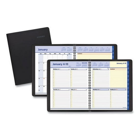 QuickNotes Weekly Block Format Appointment Book, 10 x 8, Black Cover, 12-Month (Jan to Dec): 2026 | Bundle of 5