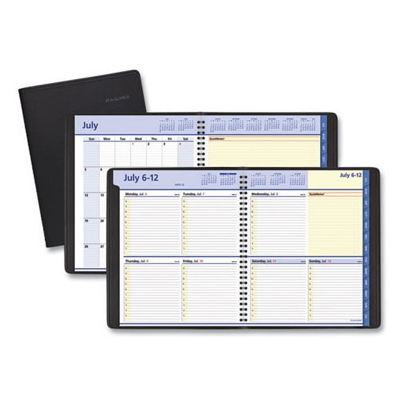QuickNotes Weekly/Monthly Planner, 10 x 8, Black Cover, 12-Month (July to June): 2025 to 2026 | Bundle of 2