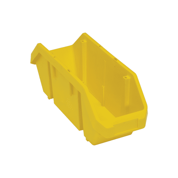 QuickPick Bin, 18-1/2"W x 6-5/8"D x 7"H, allows double sided access to stored items, heavy-duty polypropylene, yellow, Made in USA