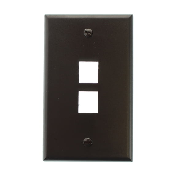 Leviton 41080-2BP QuickPort Wallplate, Single Gang, 2-Port, Brown