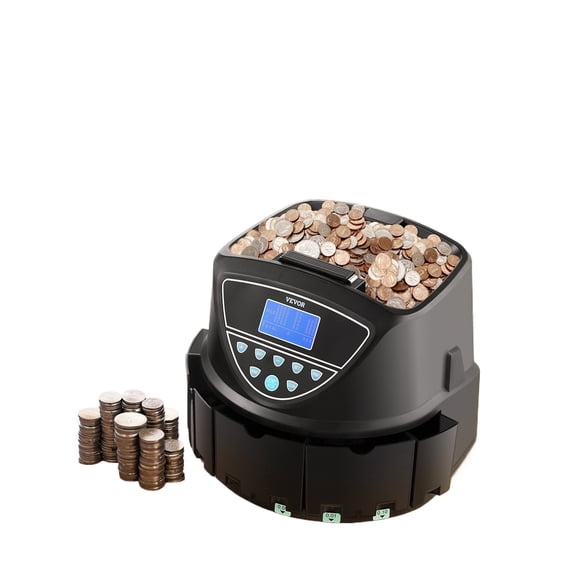 QuickSort Coin Processing System - Automatic Denomination Sorting for US Currency with Intuitive Digital Interface