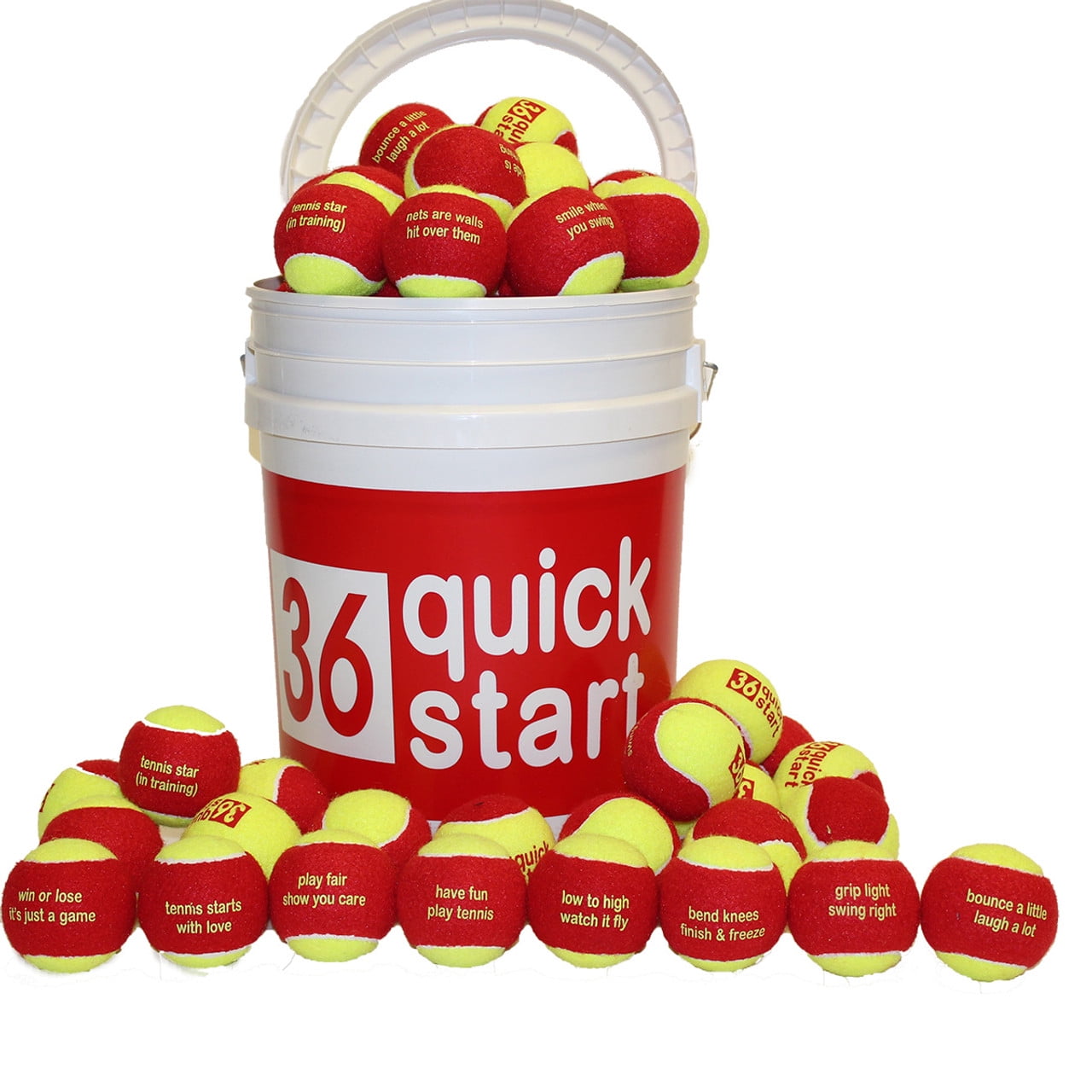 Oncourt Offcourt Quick Start 36 - red “slogan” felt balls – 24 in bucket