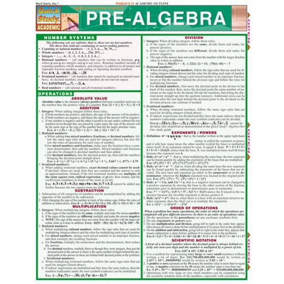 QuickStudy | PRE-ALGEBRA [227262]