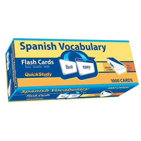QuickStudy Flash Cards, 4" x 3-1/2", Spanish Vocabulary, Pack Of 1,000 Cards