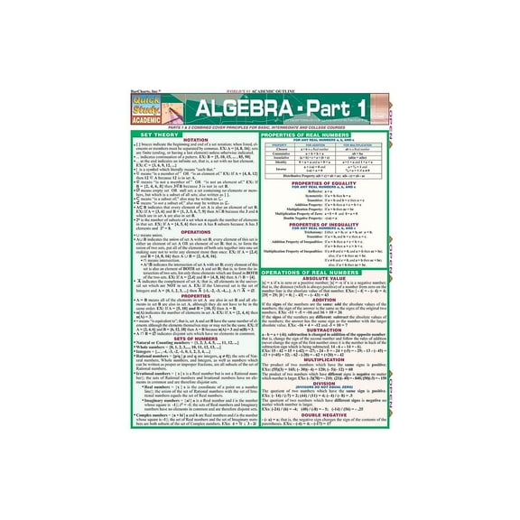 QuickStudy Laminated Algebra Reference Set 8.5" x 11" (9781423215882) 9781423231554
