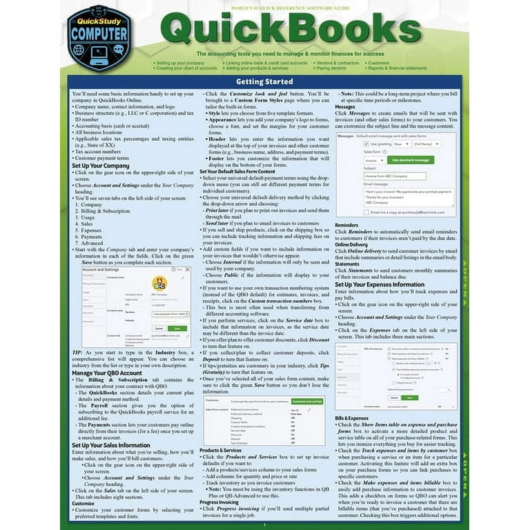 QuickBooks: A Quickstudy Laminated Reference Guide (Other)
