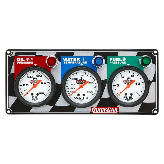 Quickcar Racing Products 3 Gauge Panel OP/WT/FP