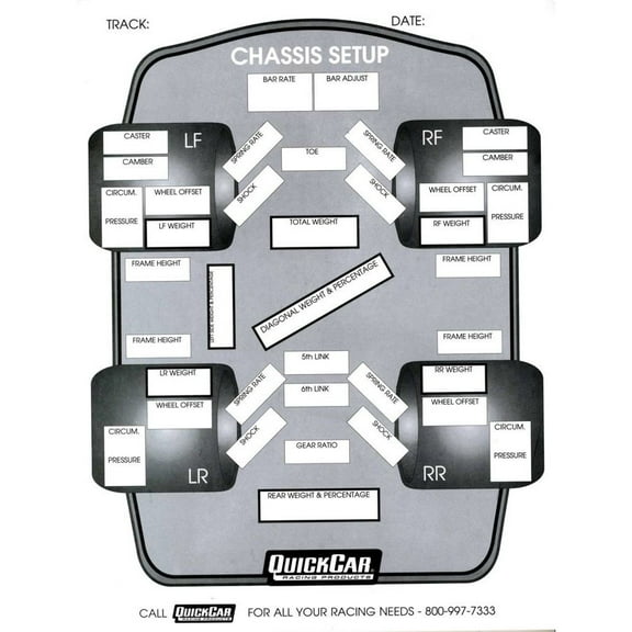 Quickcar Racing Products Chassis Set-Up Forms (50 PK)