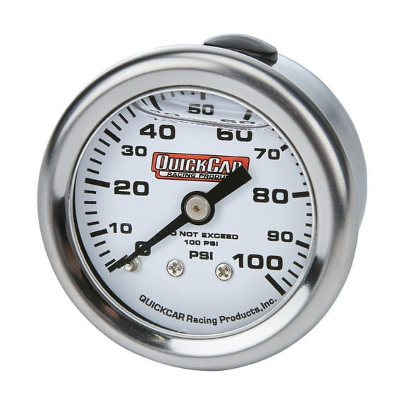 Quickcar Racing Products Pressure Gauge 0-100 PSI 1.5in Liquid Filled