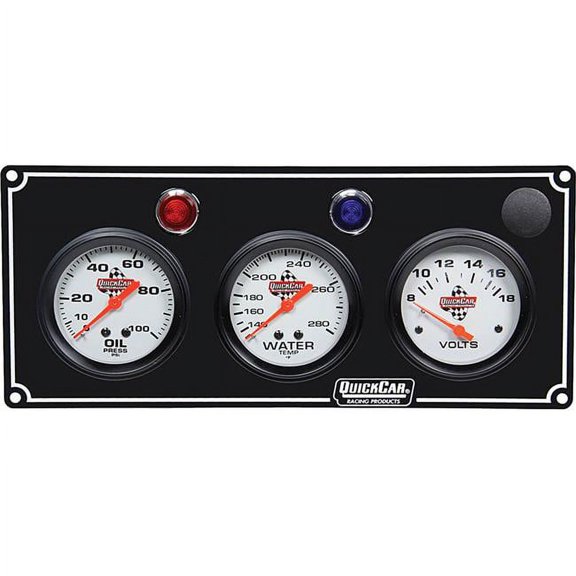 Quickcar Racing Products QRP61-6717 QuickCar 3 Gauge Panel OP-WT-Volt - Black