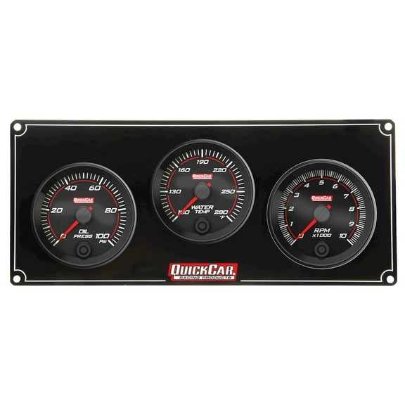 Quickcar Racing Products Redline 2-1 Gauge Panel OP/WT w/Recall Tach