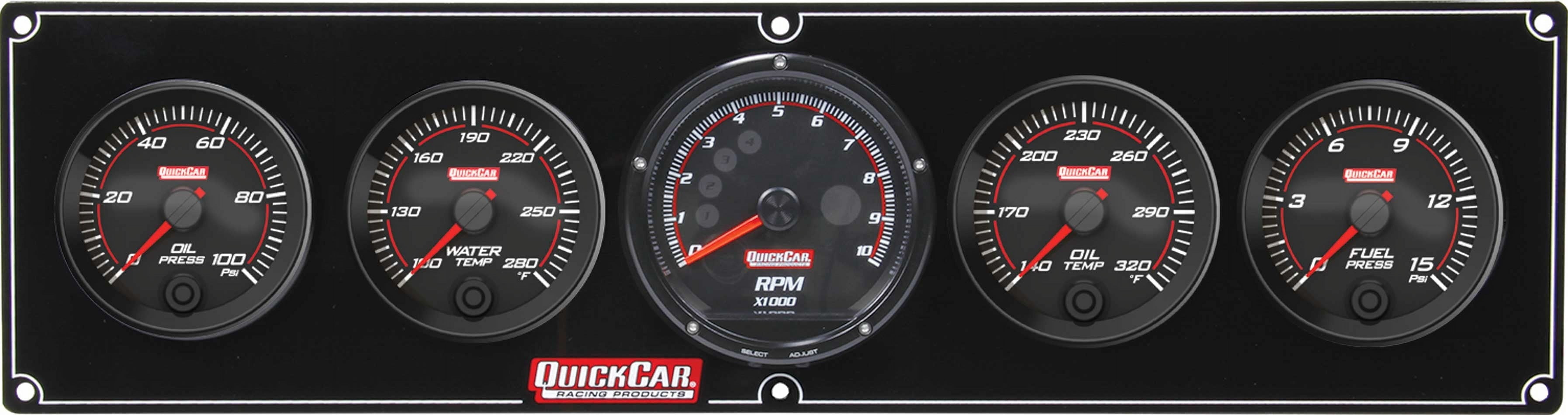 Quickcar Racing Products Redline 4-1 Gauge Panel OP/WT/OT/FP w/Recall Tac QRP69-4051