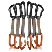 Quickdraw Set with Wire Gate Carabiner, 6-Pack, 11cm, Orange/Black