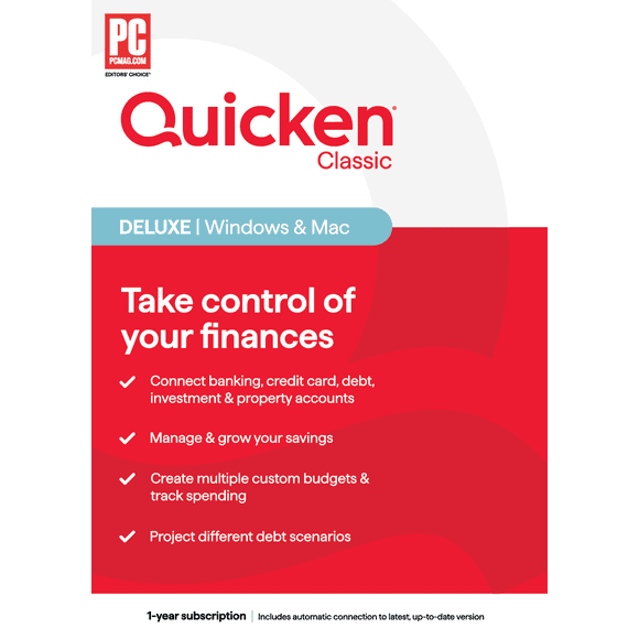 Quicken Classic Deluxe - 1 Year Subscription (Windows/Mac) [Key Card]