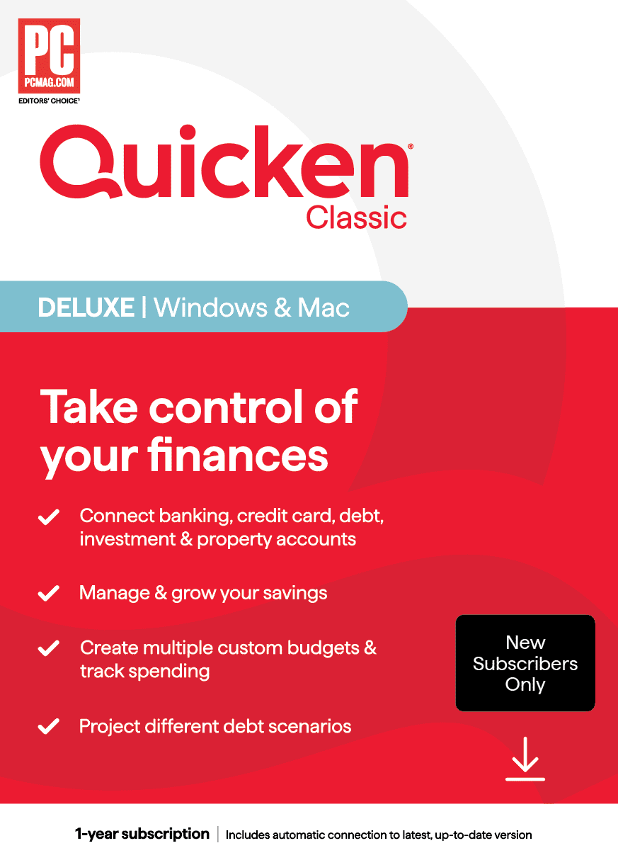 Quicken Classic Deluxe for Windows & Mac, New Subscribers (Digital Download)