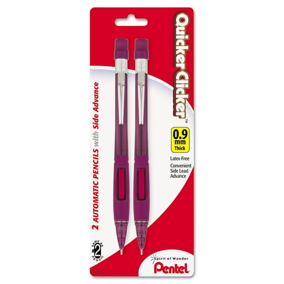 Quicker Clicker Mechanical Pencil, 0.9 mm, HB (#2), Black Lead, Burgundy Barrel, 2/Pack | Bundle of 5 Packs