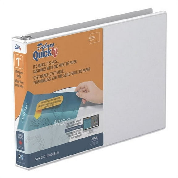 "Quickfit Landscape Spreadsheet Round Ring View Binder, 3 Rings, 1"" Capacity, 11 X 8.5, White | Bundle of 2 Each"