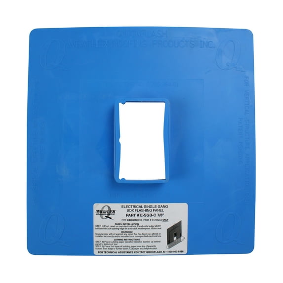 Quickflash Electrical Single Gang Box Flashing Panel E- E-SGB-A-7/8"