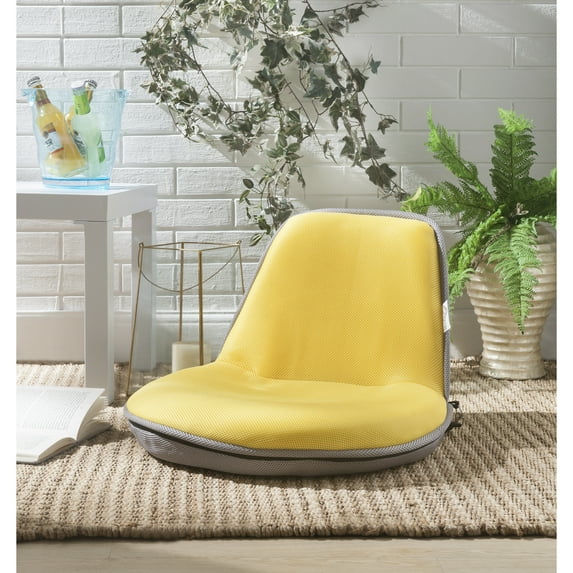 Quickhair Yellow Grey Mesh Foldable Chair - Indoor Outdoor, Portable Multiuse,
