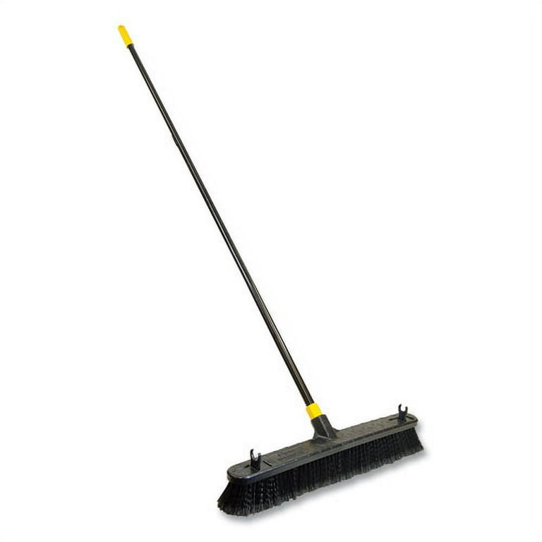 Bulldozer Smooth Surface Pushbroom, Split-Tip PET Bristles, 24 x 60, Powder Coated Handle, Black/Yellow Bulldozer Smooth Surface Pushbroom, Split-Tip PET Bristles, 24 x 60, Powder Coated Handle, Black/Yellow
